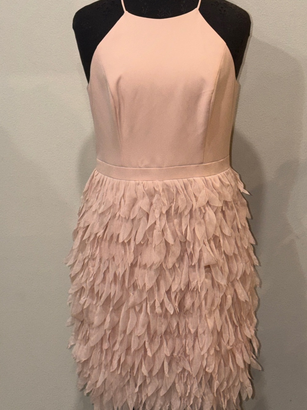 Aidan by Aidan Mattox Blush Pink Petal Skirt Halter Cocktail Dress Size 8